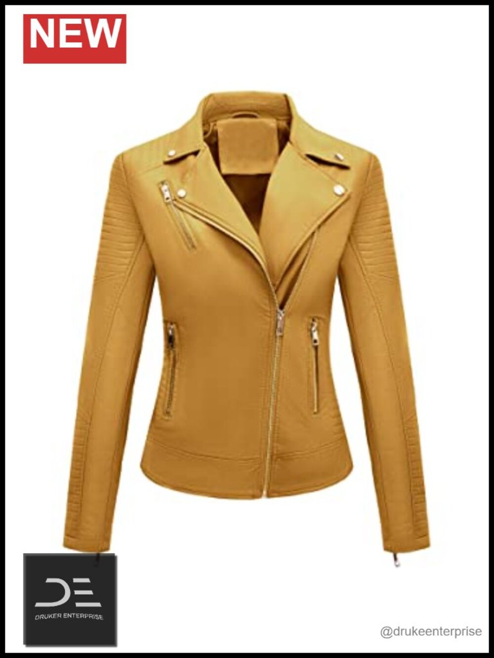 Faux Leather Moto Jacket Asymmetric Zip Lightweight Biker